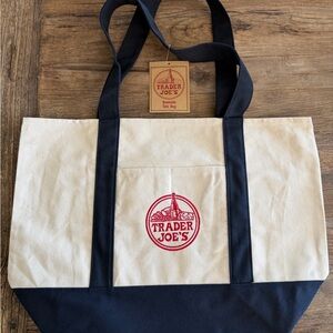 Trader Joe's Canvas Tote Bag in Cream and Black